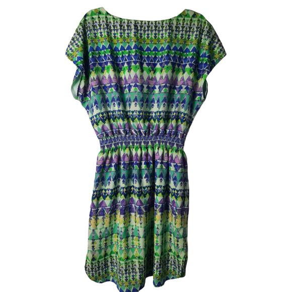 Roz & Ali Green Purple Triangle Shape dress Size 10 - Picture 2 of 9